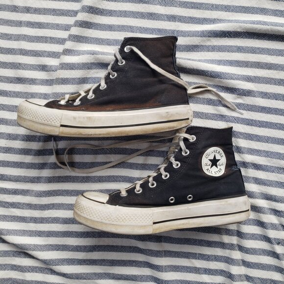 Converse Chuck Taylor All Star Hi Top Platform Sneakers Shoes Women's 8 Black - Picture 3 of 9